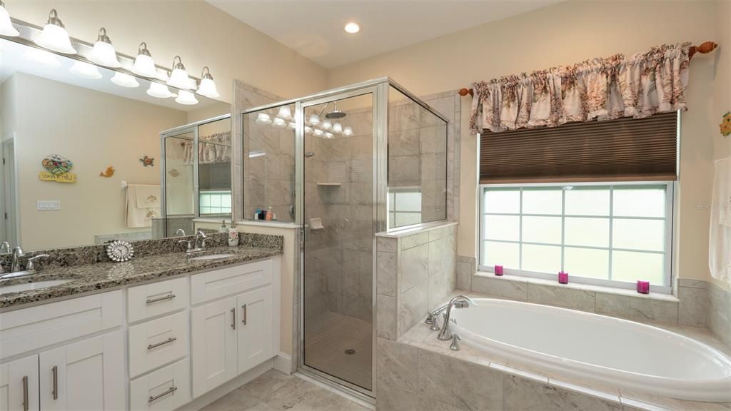 Bathroom, Dual Sink Vanities, Glass Shower, Interior, Recessed Lighting