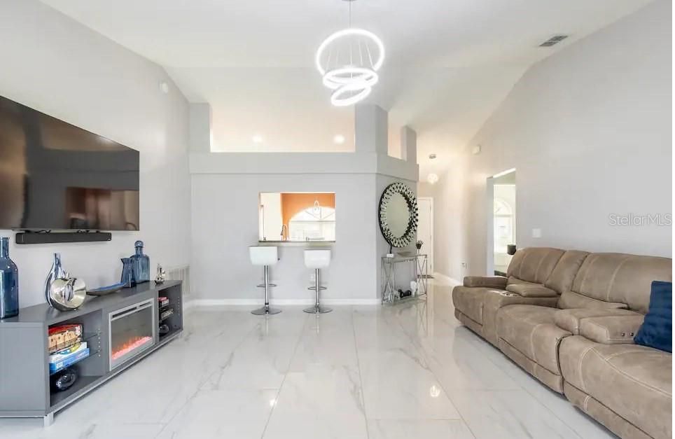Interior, Living room, Marble, Pendant Lights, Recessed Lighting