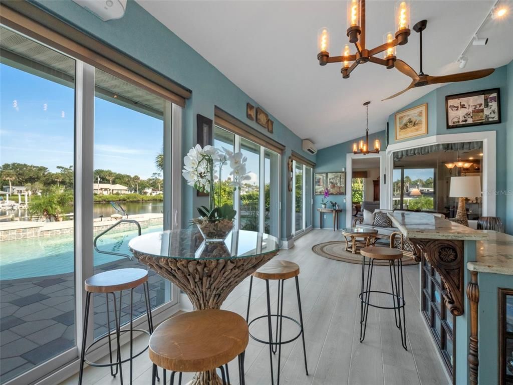 Chandelier, Dining room, Interior, Water, Wood Texture Flooring