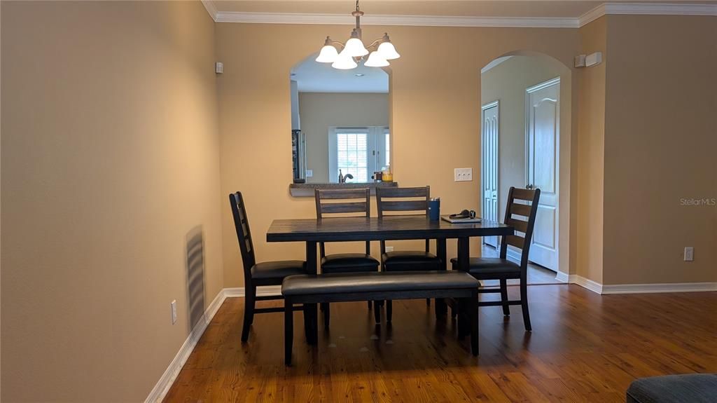 Chandelier, Dining room, Interior, Wood Texture Flooring