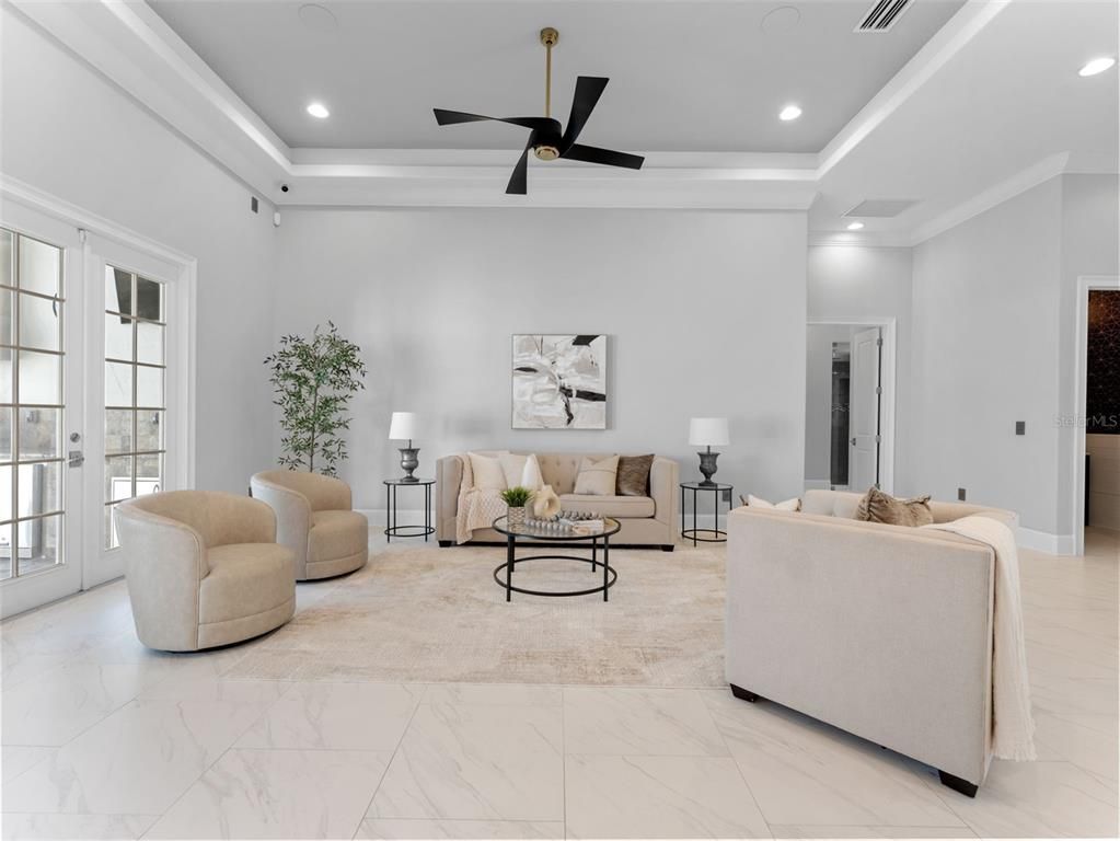 Interior, Living room, Marble, Recessed Lighting