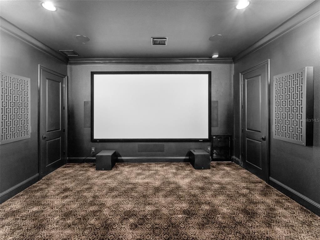 Empty room, Interior, Projection Screen, Recessed Lighting, Theatre Room