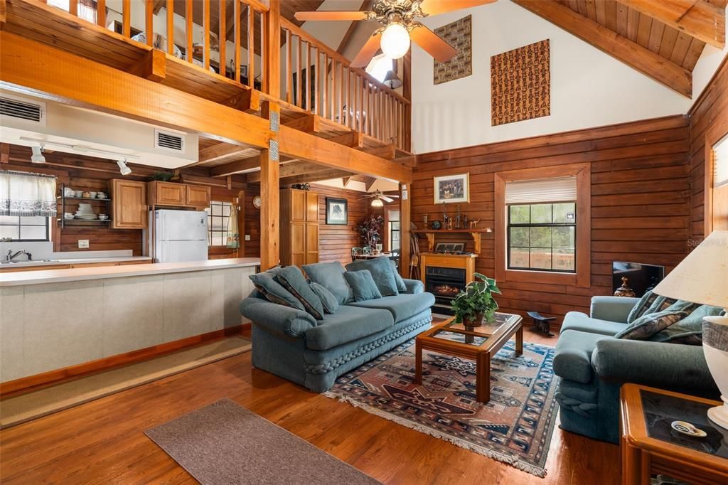 Interior, Kitchen, Living room, Wooden Beams, Wooden Ceilings, Wood Texture Flooring, Wooden Walls