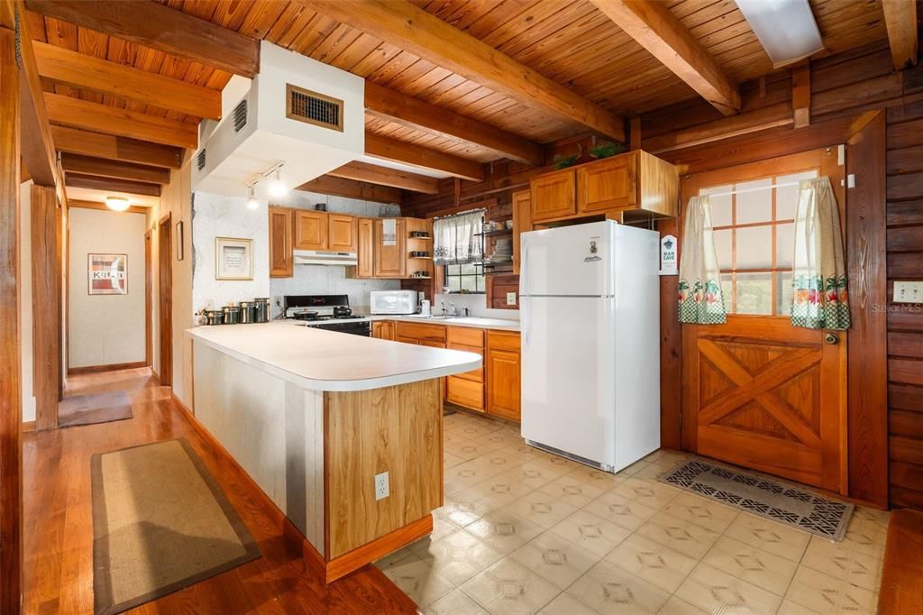 Interior, Kitchen, Wooden Beams, Wooden Ceilings, Wood Texture Flooring, Wooden Walls