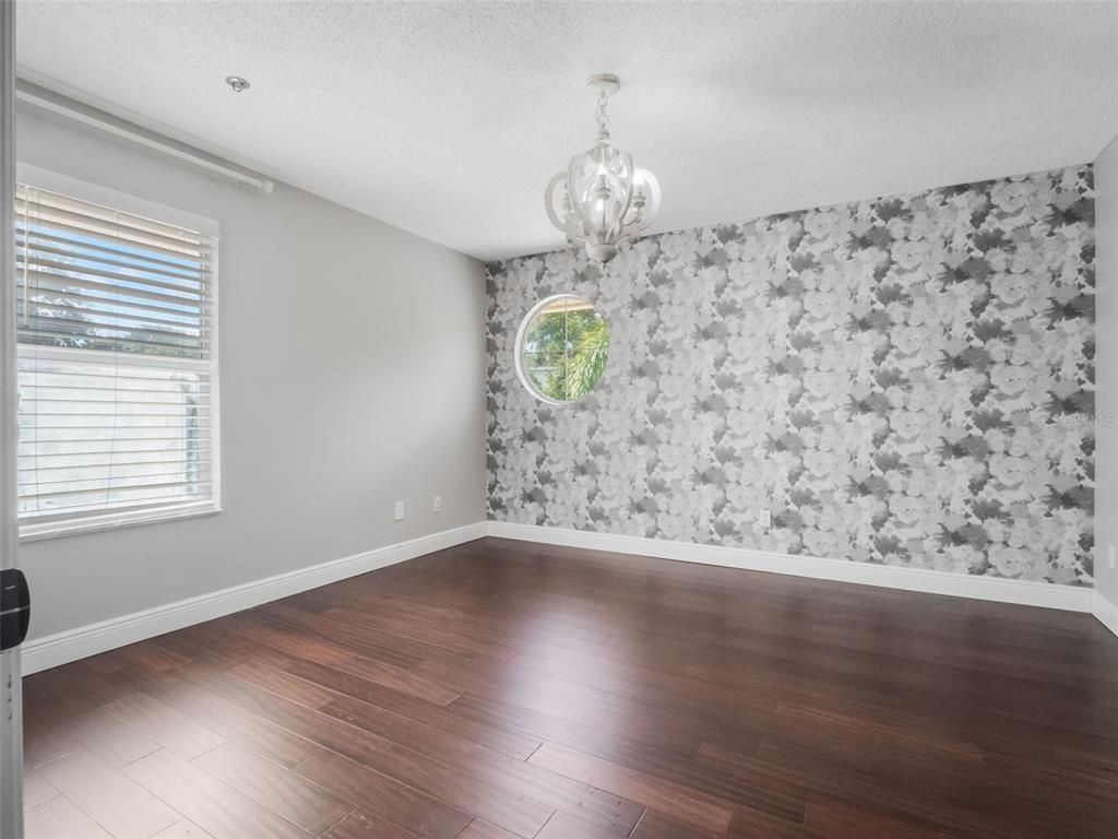 Empty room, Interior, Pendant Lights, Wood Texture Flooring