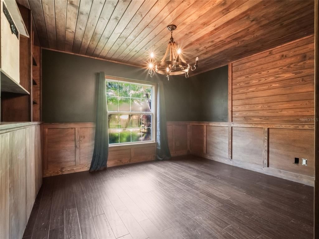 Chandelier, Empty room, Interior, Wooden Ceilings, Wood Texture Flooring, Wooden Walls