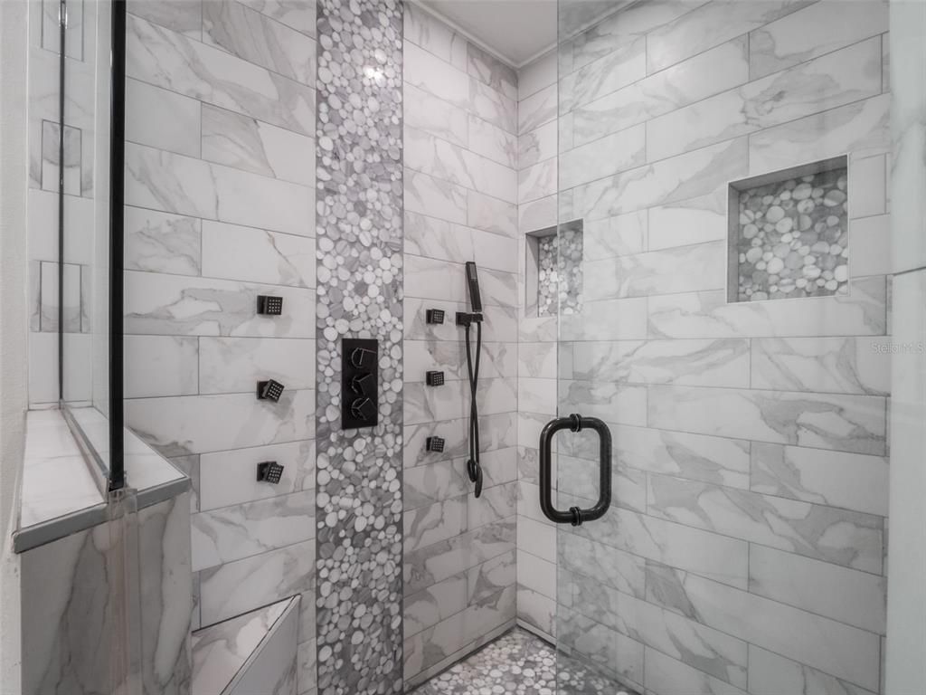 Bathroom, Glass Shower, Interior, Marble Walls
