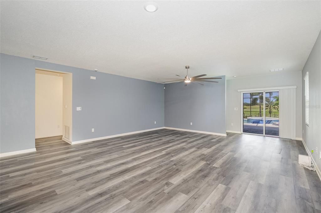 Empty room, Interior, Recessed Lighting, Wood Texture Flooring