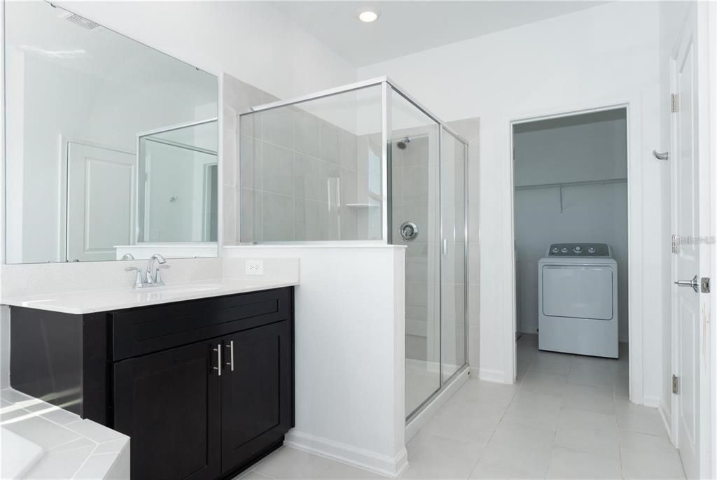 Bathroom, Glass Shower, Interior, Recessed Lighting, Washer