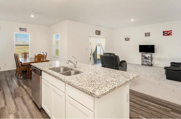 Dining room, Interior, Kitchen, Recessed Lighting, Wood Texture Flooring