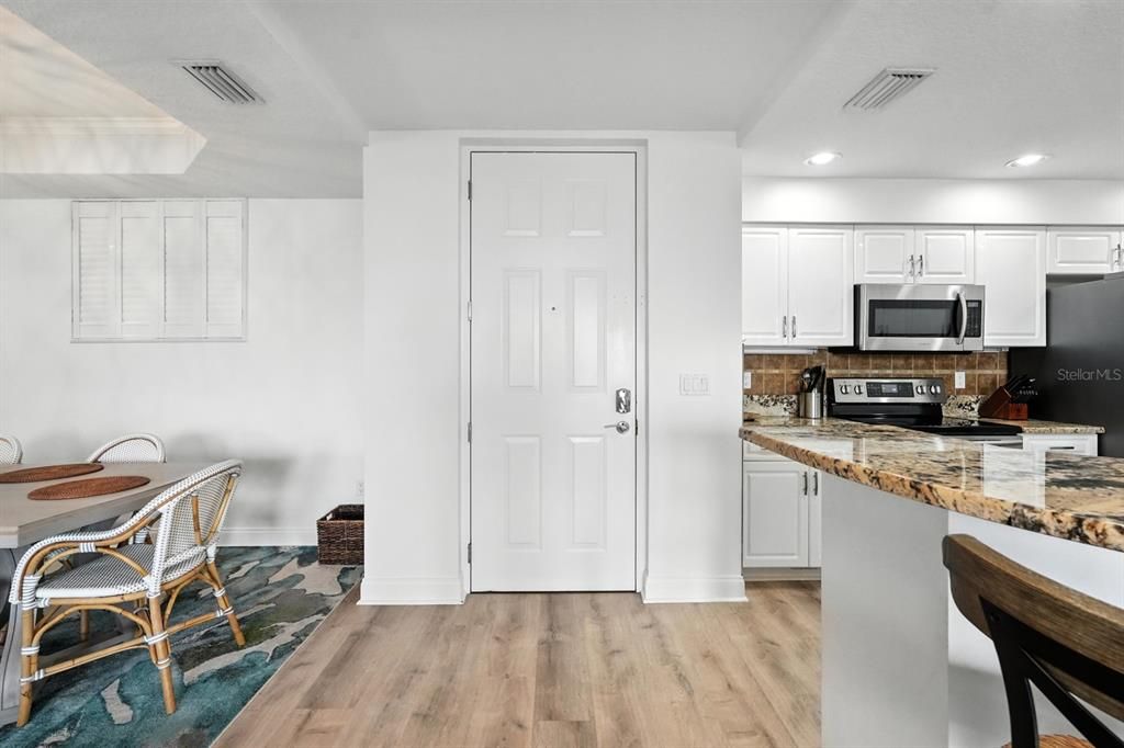 Interior, Kitchen, Recessed Lighting, Wood Texture Flooring