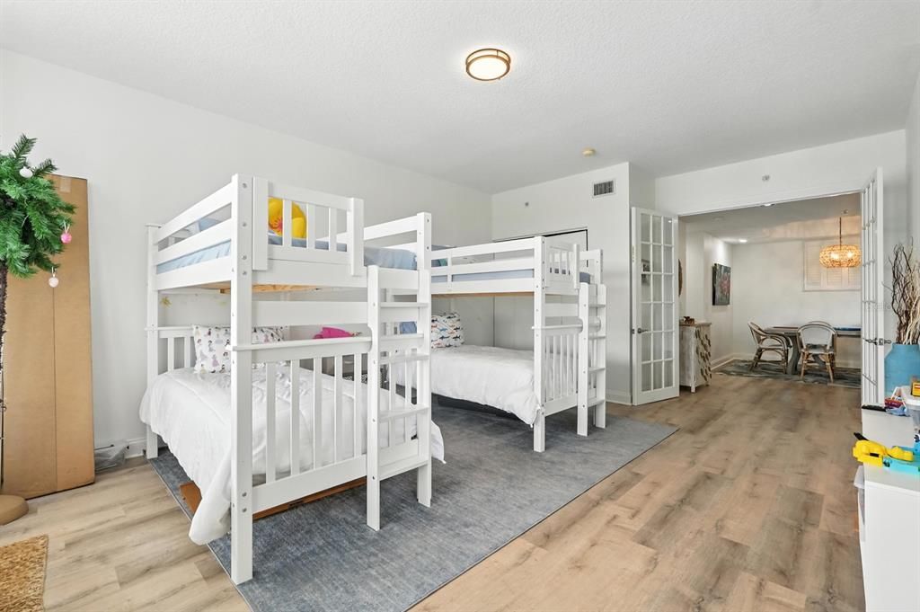 Bedroom, Dining room, Interior, Pendant Lights, Wood Texture Flooring