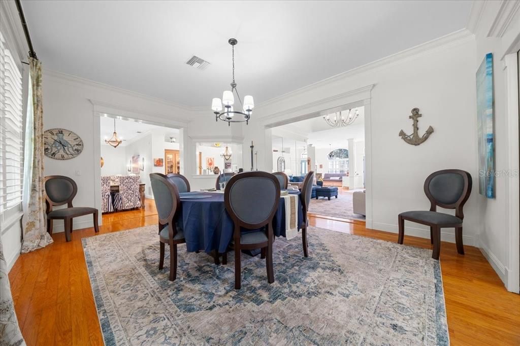 Chandelier, Dining room, Interior, Wood Texture Flooring