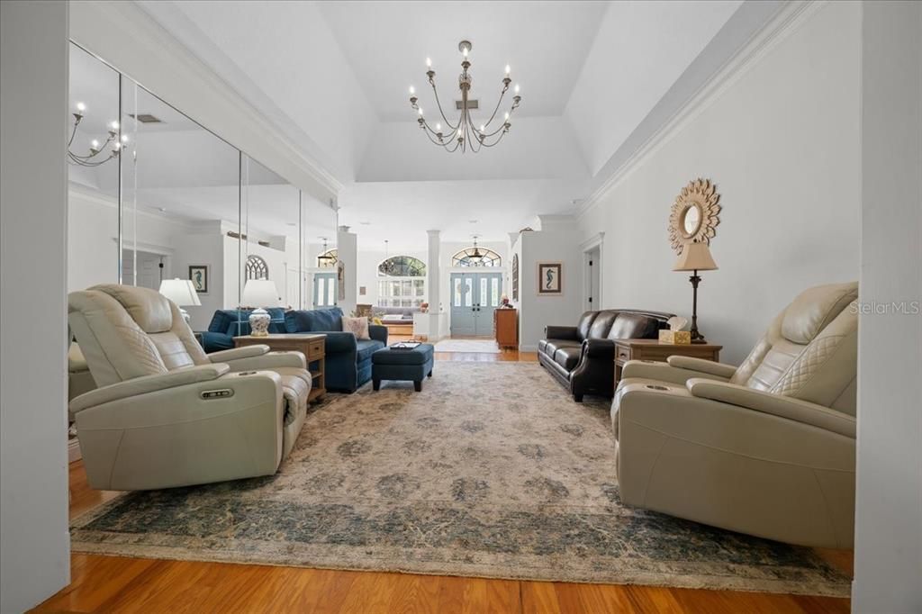Chandelier, Interior, Living room, Wood Texture Flooring