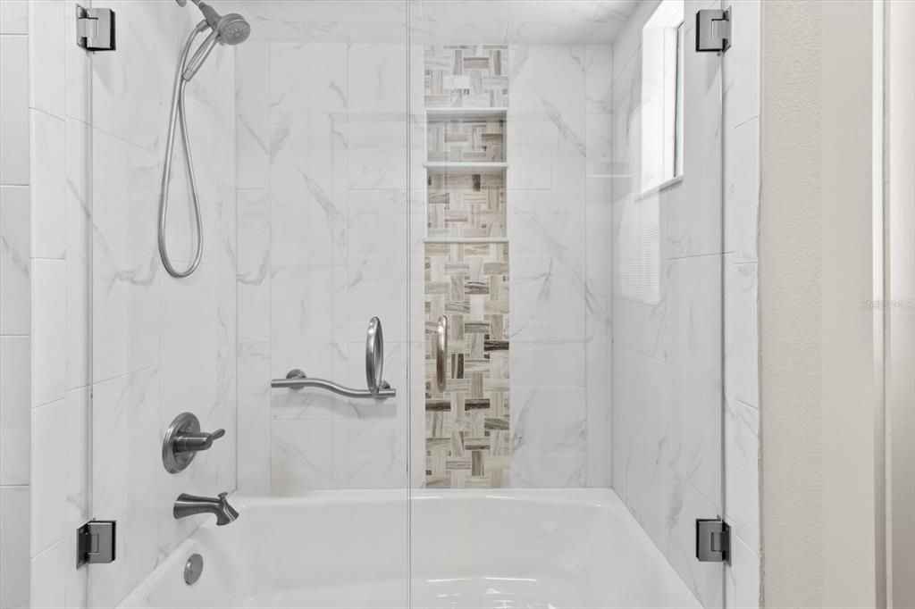 Bathroom, Glass Shower, Interior, Marble Walls