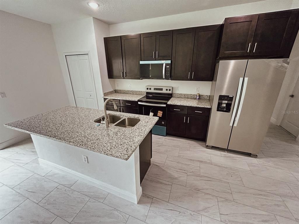 Interior, Kitchen, Marble, Recessed Lighting, Stainless Steel Appliances