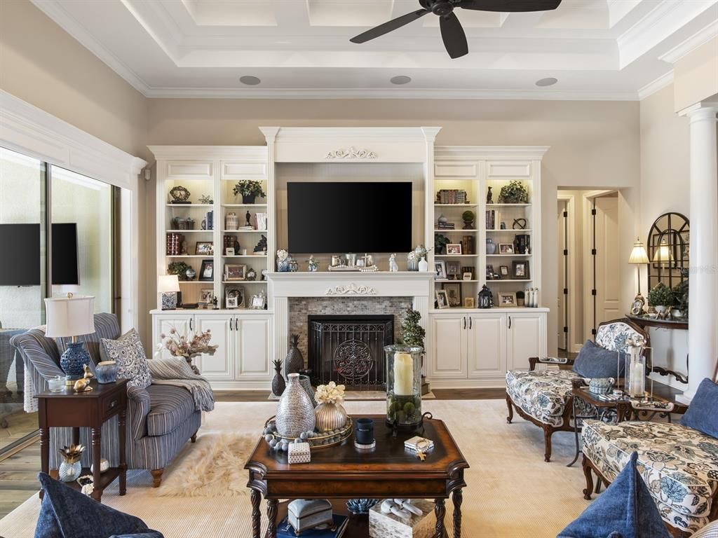 Fireplace, Interior, Living room, Recessed Lighting