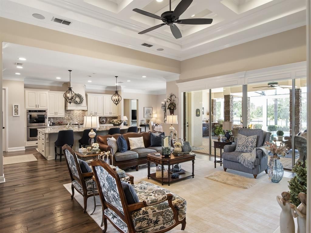Interior, Kitchen, Living room, Pendant Lights, Recessed Lighting, Stainless Steel Appliances, Wood Texture Flooring