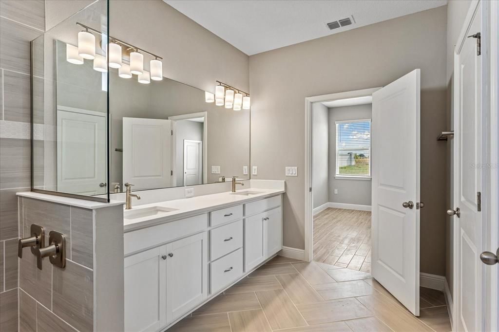 Bathroom, Dual Sink Vanities, Interior, Wood Texture Flooring