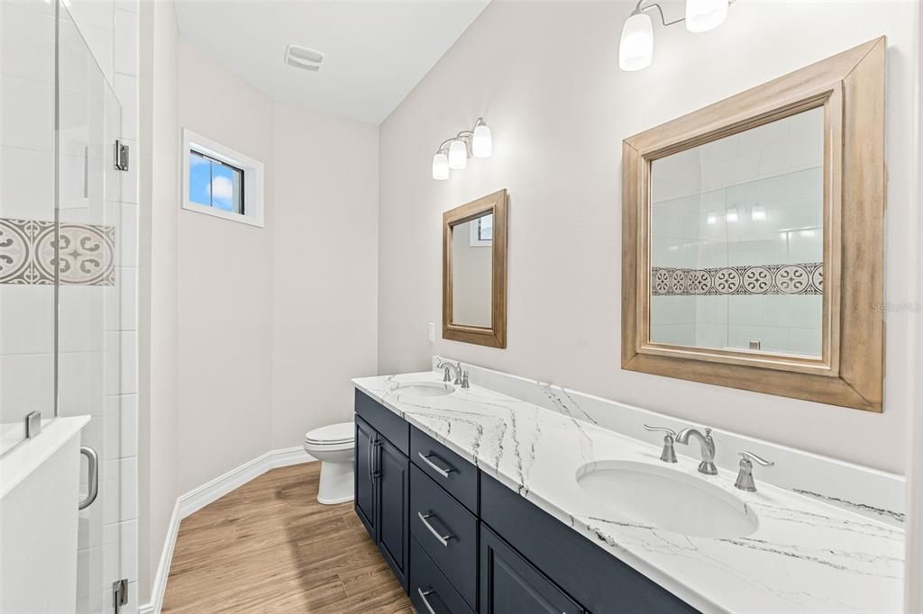 Bathroom, Dual Sink Vanities, Interior, Wood Texture Flooring