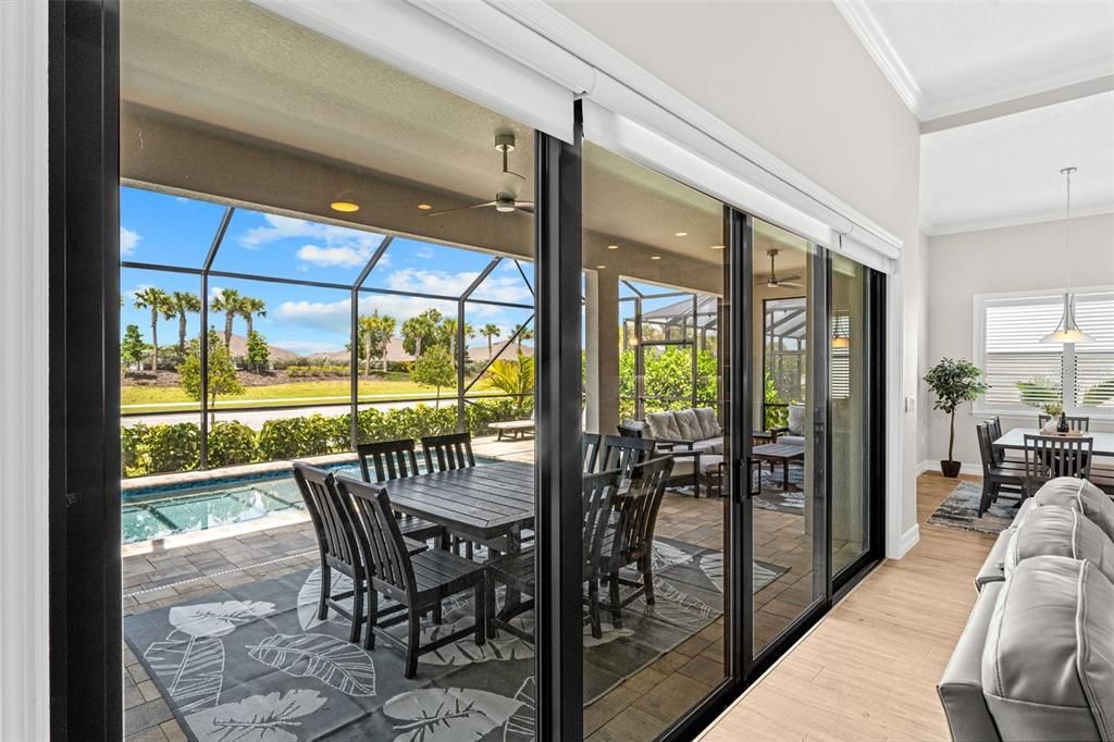 Dining room, Glass Ceilings, Interior, Pendant Lights, Pool, Sun Room