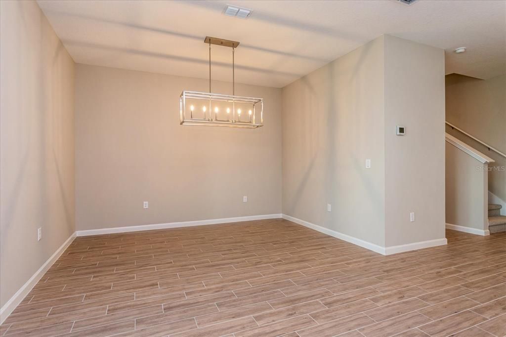 Empty room, Interior, Pendant Lights, Wood Texture Flooring
