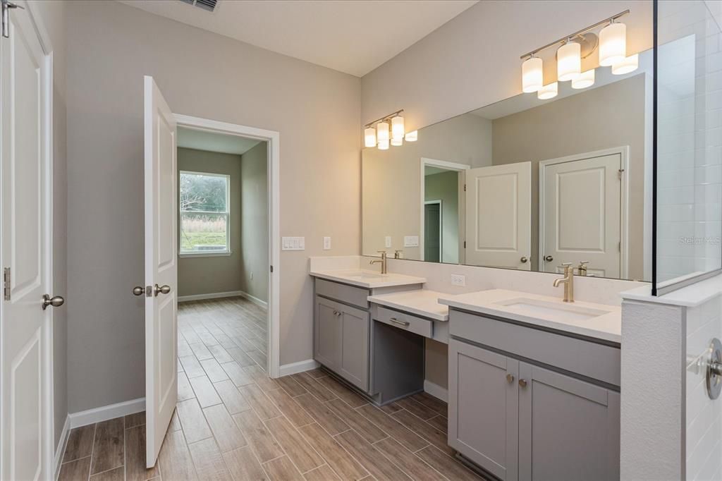 Bathroom, Dual Sink Vanities, Interior, Wood Texture Flooring
