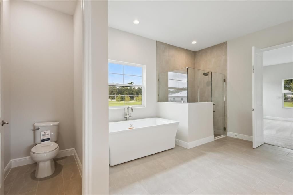 Bathroom, Free Standing Baths, Glass Shower, Interior, Recessed Lighting