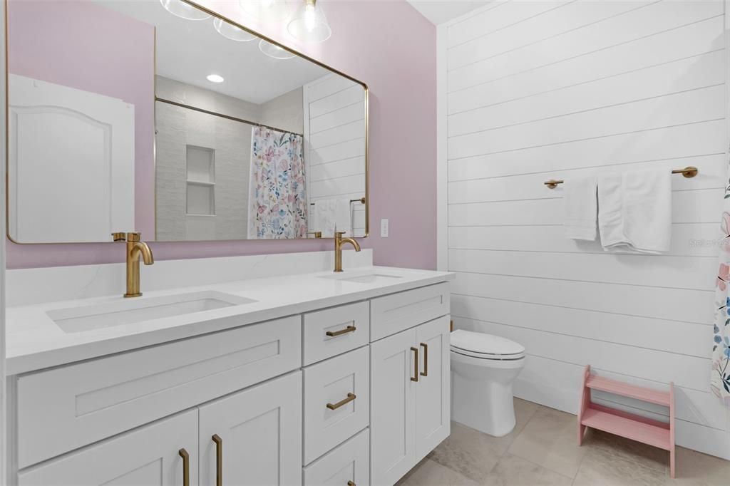 Bathroom, Dual Sink Vanities, Interior, Marble, Recessed Lighting