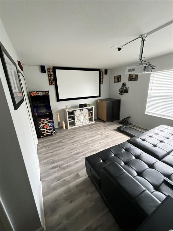 Interior, Projection Screen, Wood Texture Flooring
