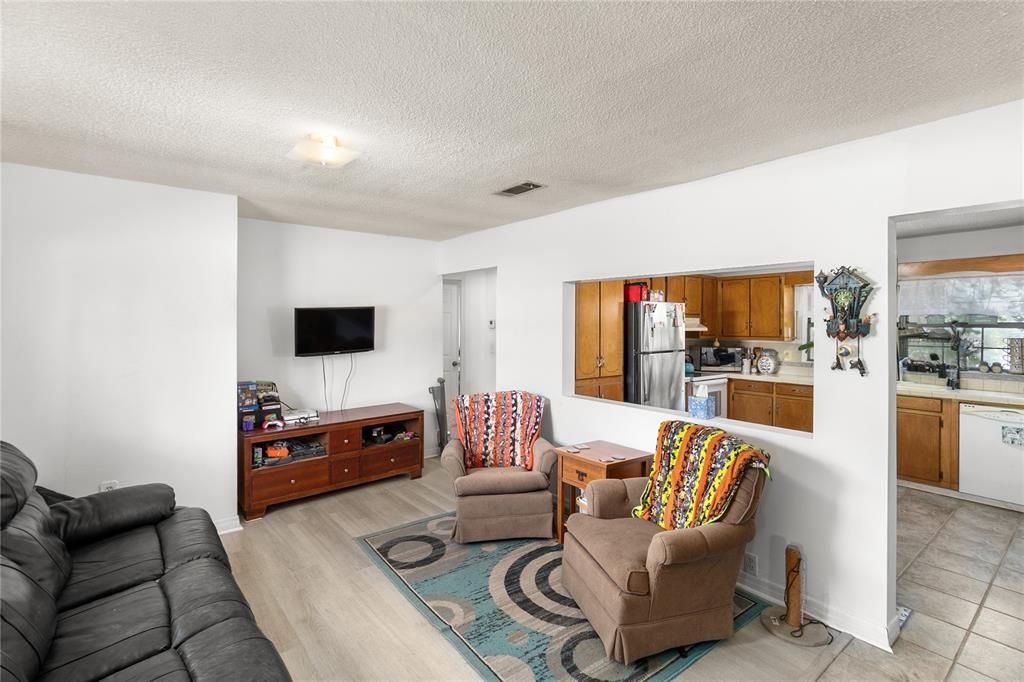 Interior, Kitchen, Living room, Stainless Steel Appliances, Wood Texture Flooring