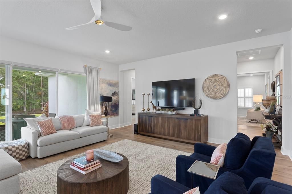Interior, Living room, Recessed Lighting, Wood Texture Flooring