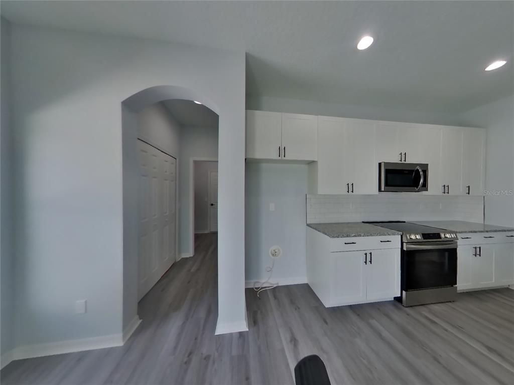 Interior, Kitchen, Recessed Lighting, Wood Texture Flooring