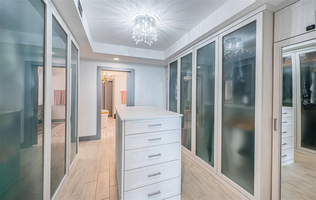 Chandelier, Interior, Recessed Lighting, Walk-in Closets, Wood Texture Flooring