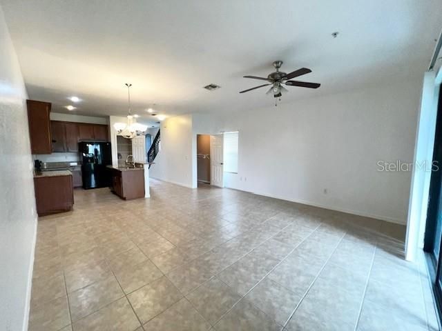 Chandelier, Dining room, Empty room, Interior, Kitchen, Recessed Lighting