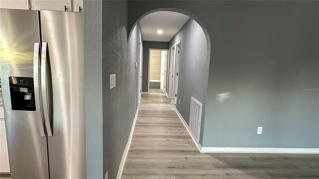Interior, Kitchen, Recessed Lighting, Wood Texture Flooring
