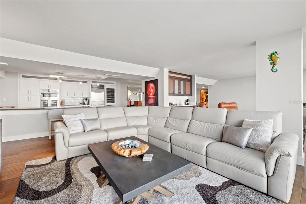 Interior, Kitchen, Living room, Stainless Steel Appliances, Wood Texture Flooring
