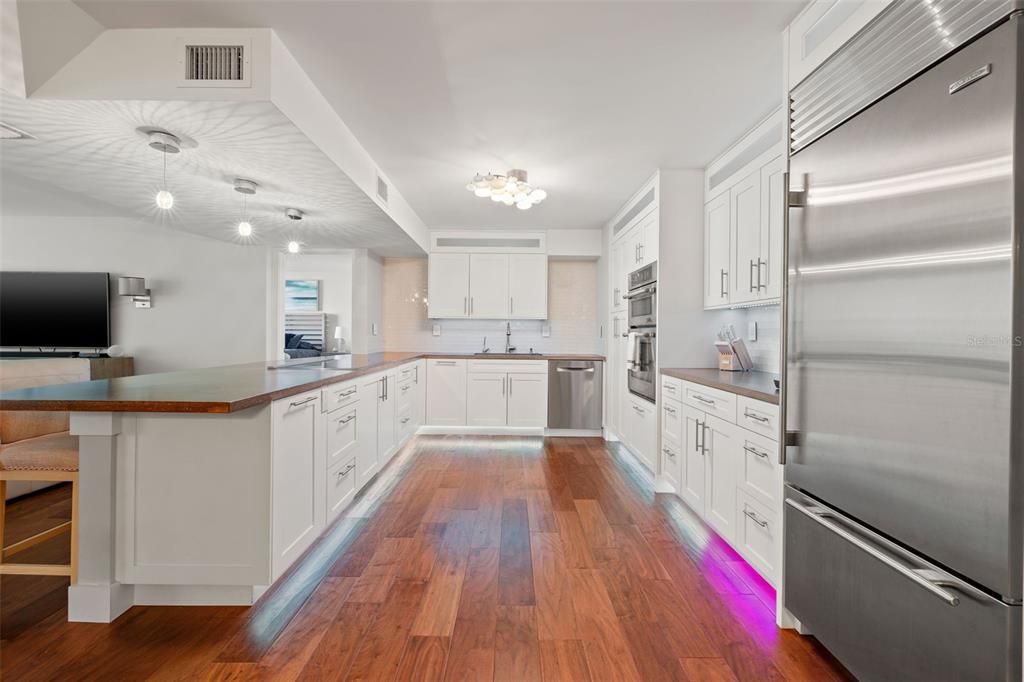Interior, Kitchen, Pendant Lights, Stainless Steel Appliances, Wood Texture Flooring