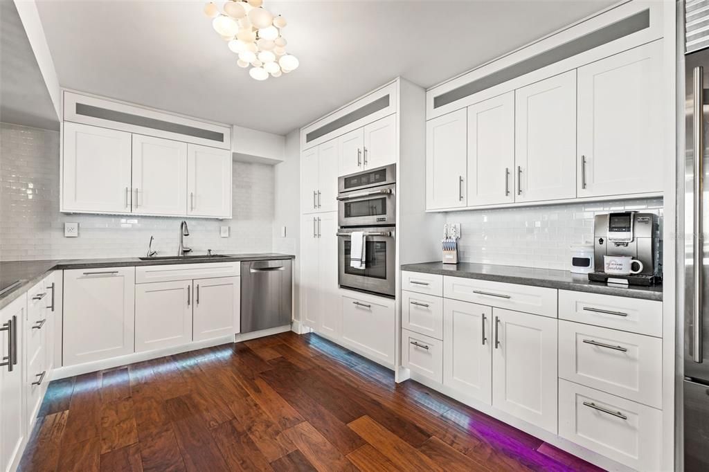 Interior, Kitchen, Stainless Steel Appliances, Wood Texture Flooring