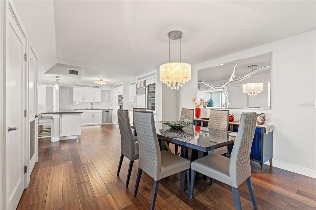 Chandelier, Dining room, Interior, Kitchen, Pendant Lights, Wood Texture Flooring