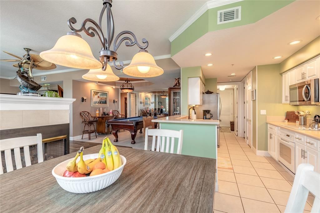 Billiard Table, Game Room, Interior, Kitchen, Recessed Lighting