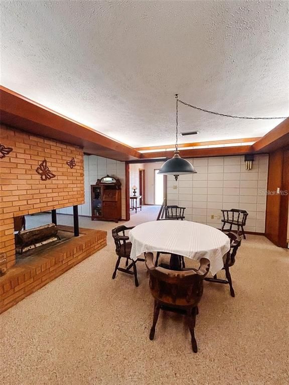 Dining room, Interior, Pendant Lights, Stone Walls
