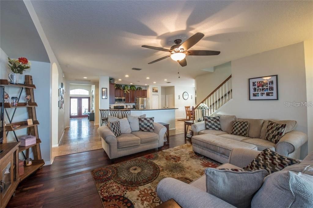 Interior, Kitchen, Living room, Recessed Lighting, Stainless Steel Appliances, Wood Texture Flooring