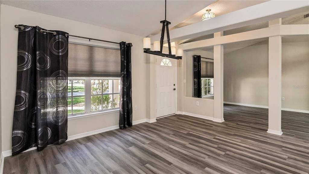 Empty room, Interior, Pendant Lights, Wood Texture Flooring