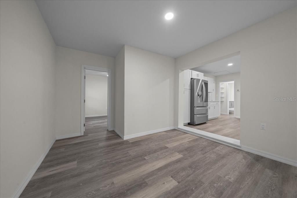 Empty room, Interior, Recessed Lighting, Wood Texture Flooring