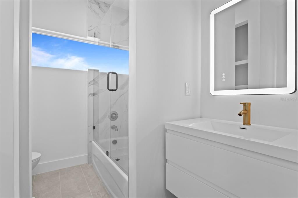 Bathroom, Glass Shower, Interior, Marble Walls