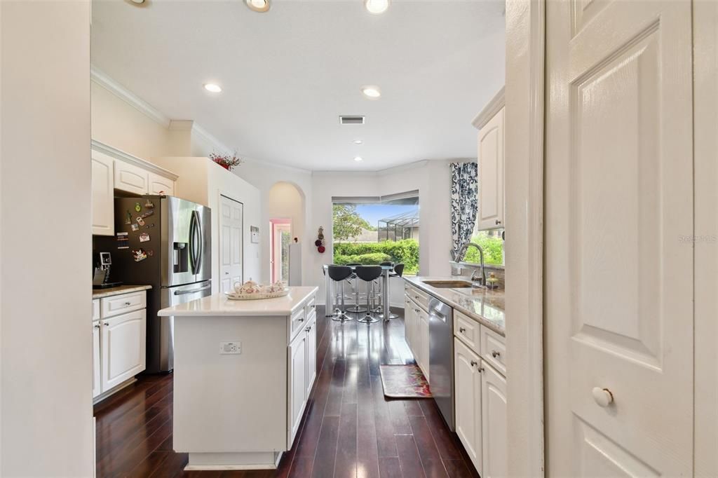 Interior, Kitchen, Recessed Lighting, Wood Texture Flooring