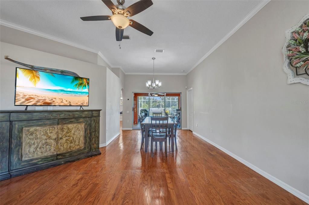 Chandelier, Dining room, Interior, Wood Texture Flooring