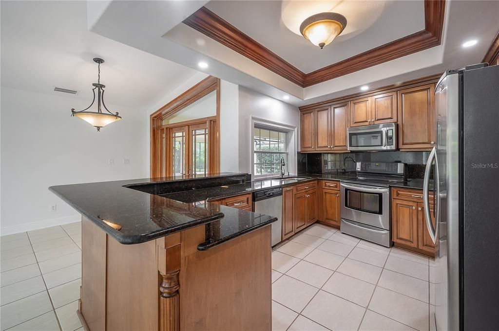 Interior, Kitchen, Pendant Lights, Recessed Lighting, Stainless Steel Appliances