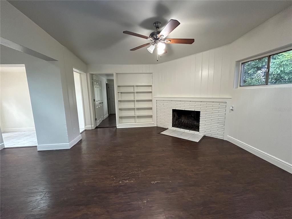 Empty room, Fireplace, Interior, Wood Texture Flooring